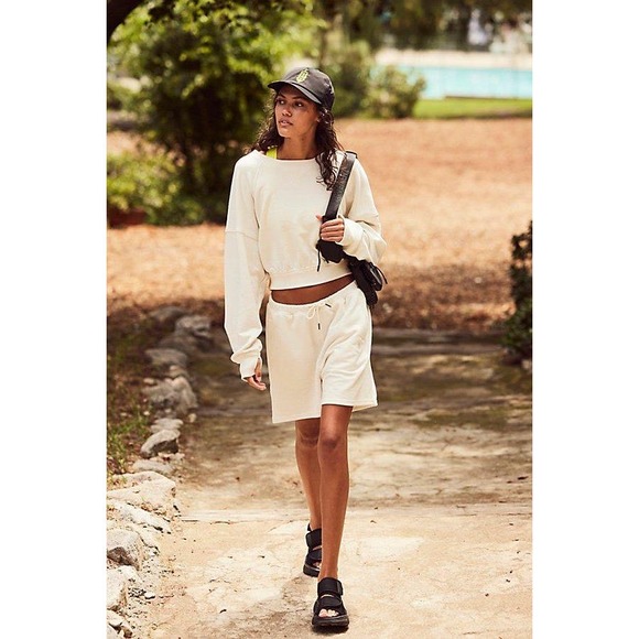 Free People Pants - Free People Run It Back Set Ivory NWOT Small Oversized Top XL Bottom